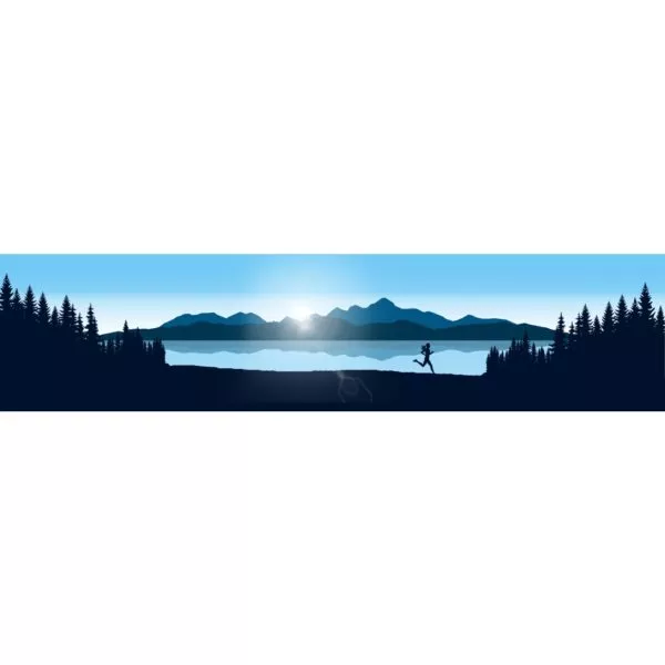 Courir au bord du lac avec vue sur les montagnes - bandeau personnalisable