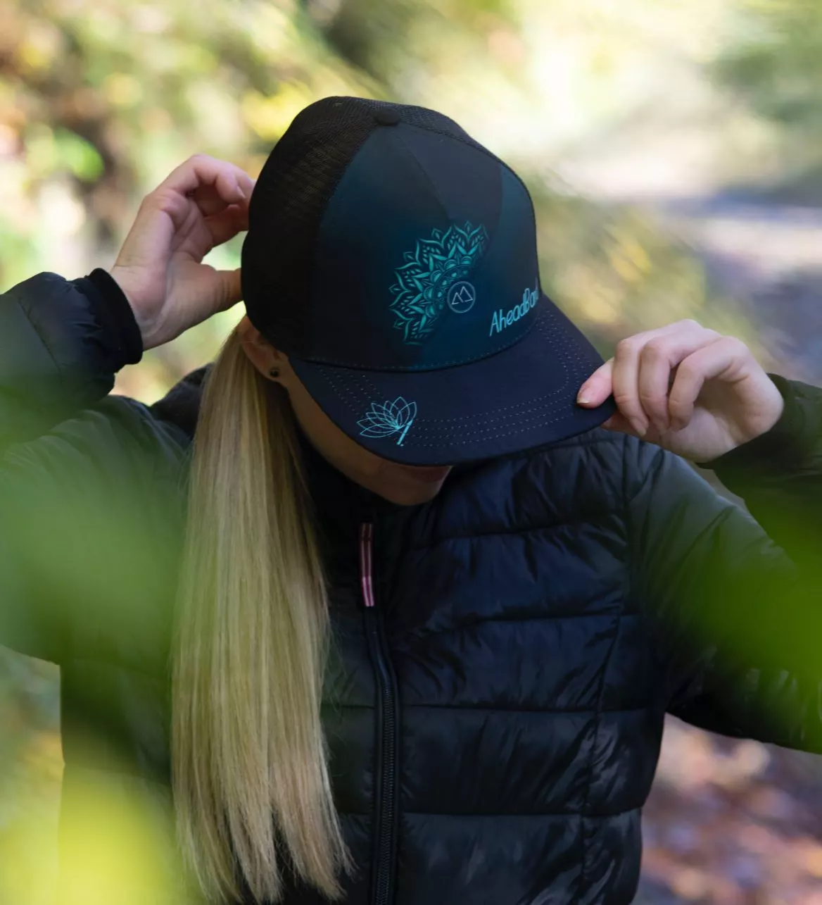 Casquette running Trucker, Inspirés par la nature, montagne, création suisse, Le Cervin noir et blanc, montagne suisse,Casquette Mandala