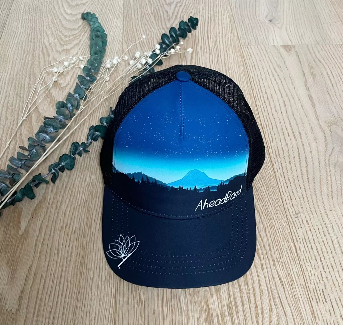 Casquette trucker, bandeau personnalisable, headband personnalisé, montagne, suisse, mandala, course à pied, trail , run, Moléson