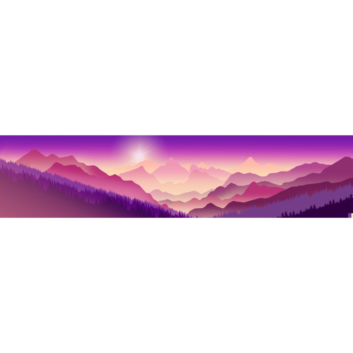 Bandeau panorama les Alpes, rose et violet, bandeau personnalisable, création suisse, cousu main, artisanat suisse, les alpes suisse, montagnes suisse