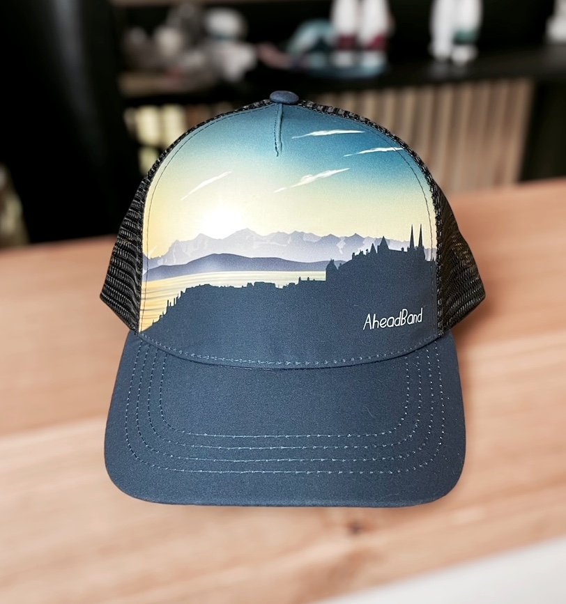 Casquette trucker course à pied et sport extérieur, casquette montagne création suisse, casquette ville de Neuchâtel, Eiger, Monch , Jungfrau