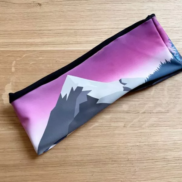 Bandeau personnalisable, Montagne suisse, création suisse, alpes, pour la randonnée et le ski de peau de phoque, skimo.