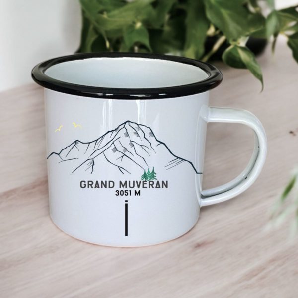 Tasse personnalisable, tasse en émail, tasse originale,montagne, création suisse, tasse muveran