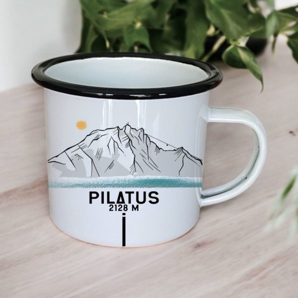 Tasse personnalisable, tasse en émail, tasse originale,montagne, création suisse, tasse Pilatus