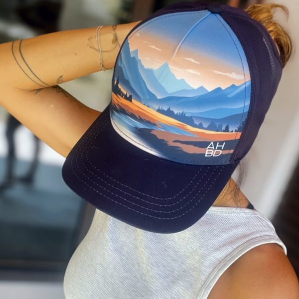 Casquette running Trucker, Inspirés par la nature, montagne, création suisse, Le Cervin noir et blanc, montagne suisse, Casquette montagne Catogne, Dent blanche
