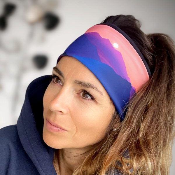 Bandeau montagne suisse, bandeau course à pied, bandeau sport, enfant montagne suisse, création suisse