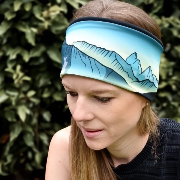 Bandeau montagne suisse, bandeau course à pied, bandeau sport, enfant montagne suisse, création suisse