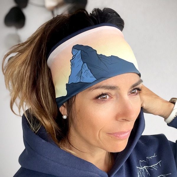 Bandeau montagne suisse, bandeau course à pied, bandeau sport, enfant montagne suisse, création suisse