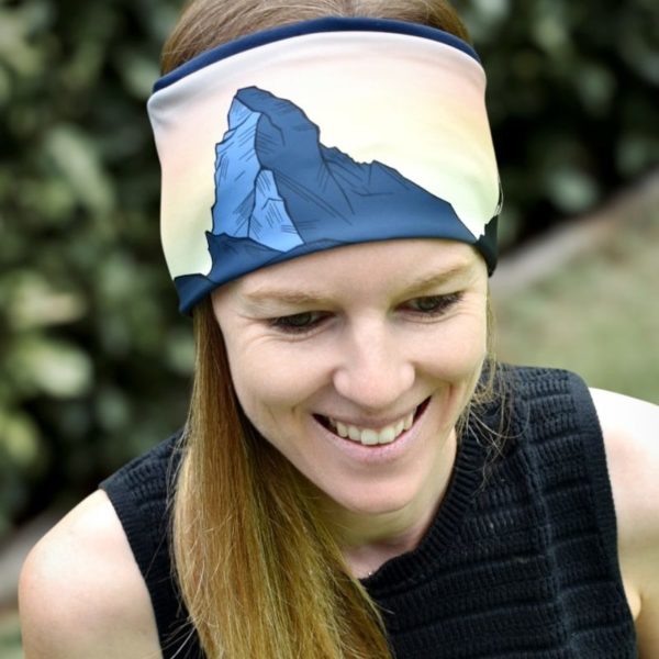 Bandeau montagne suisse, bandeau course à pied, bandeau sport, enfant montagne suisse, création suisse