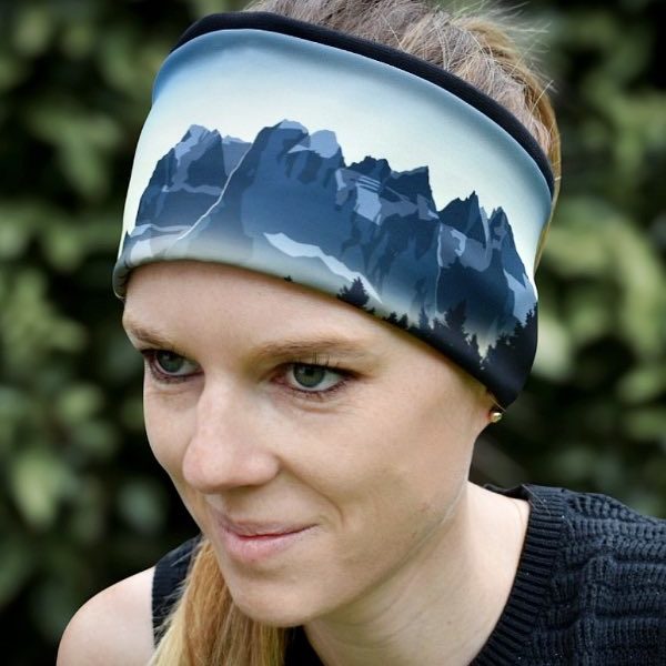 Bandeau montagne suisse, bandeau course à pied, bandeau sport, enfant montagne suisse, création suisse