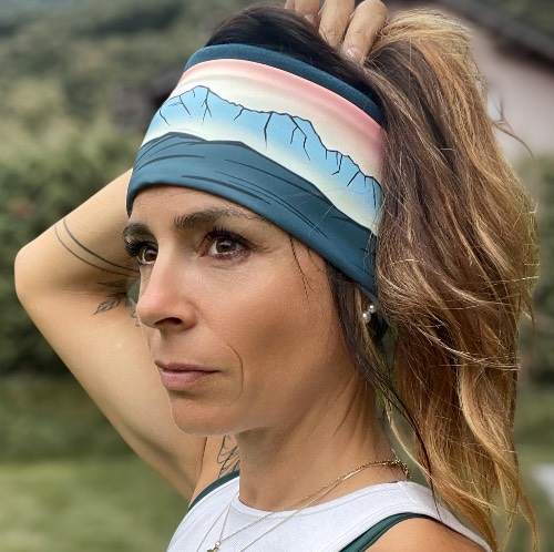 Bandeau montagne suisse, bandeau course à pied, bandeau sport, enfant montagne suisse, création suisse
