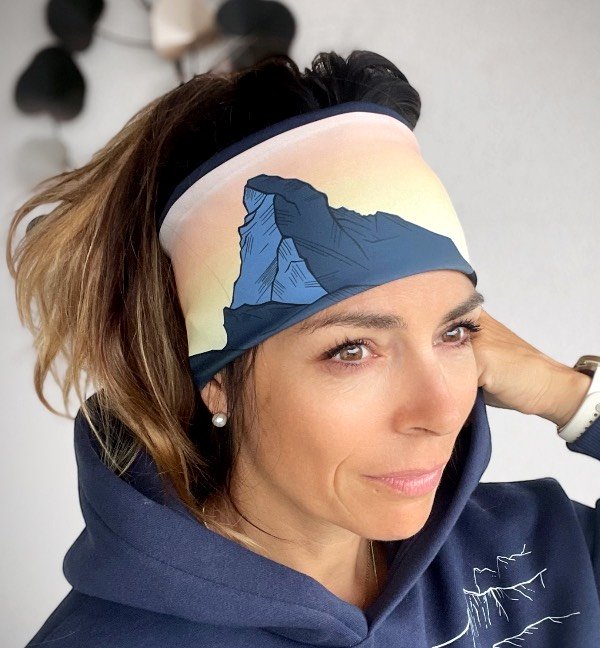 Bandeau montagne suisse, bandeau course à pied, bandeau sport, enfant montagne suisse, création suisse