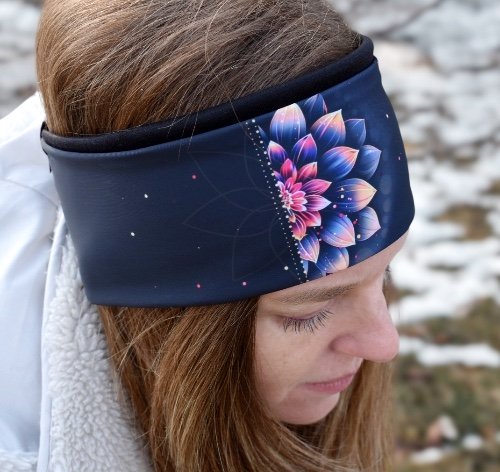 Bandeau mandala et lotus, bandeau sport suisse, création suisse, headband suisse , headband sport