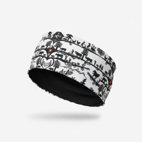 Bandeau personnalisable, Montagne suisse, création suisse, alpes, pour la randonnée et le ski de peau de phoque, skimo.La poya