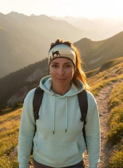 Bandeau montagnard, bandeau suisse, bandeau sport, bandana sport, bandeau personnalisable, montagne suisse, biche et faon